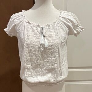 Style & Co. Ivory Lace Blouse with Tassels